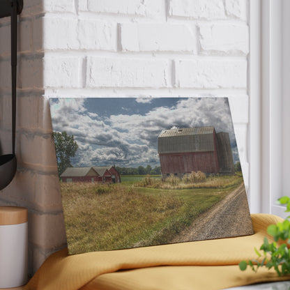 U R There Photography Haines Road Reds Rustic Farmhouse Tempered-Glass Cutting Board