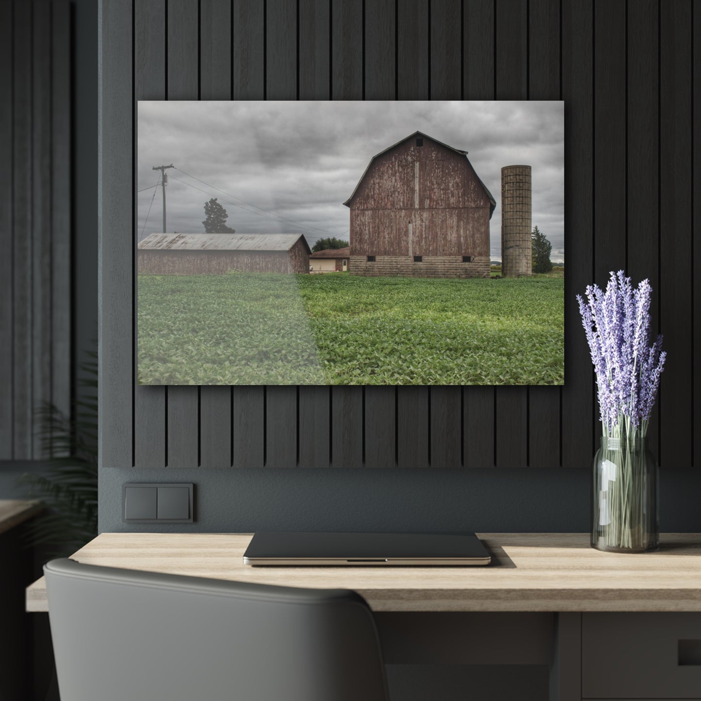 U R There Photography Van Geisen Road Grey Rustic Farmhouse Acrylic Wall Print