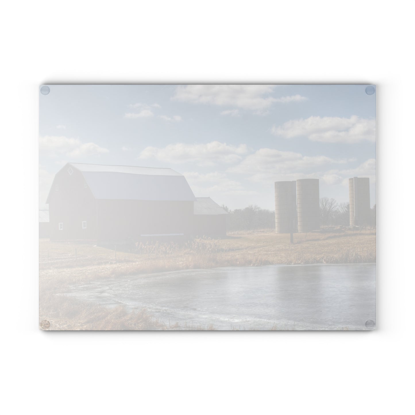 U R There Photography Fisher Road Red Rustic Farmhouse Tempered-Glass Cutting Board