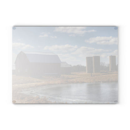 U R There Photography Fisher Road Red Rustic Farmhouse Tempered-Glass Cutting Board