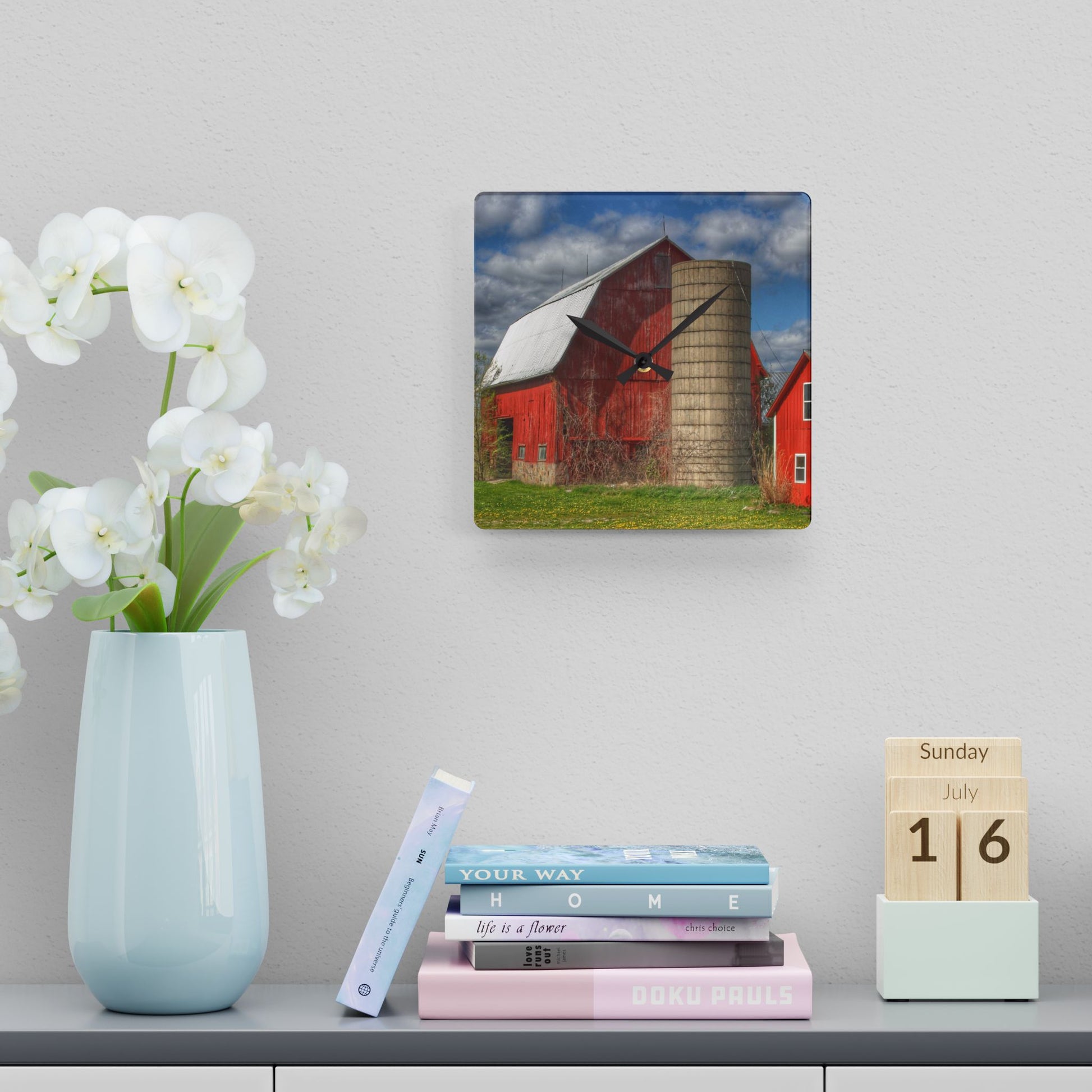 Rustic Farmhouse Wall Clock featuring McDowell Road Reds II