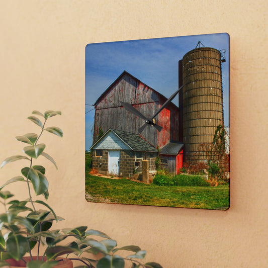 U R There Photography Marlette Red III Rustic Farmhouse Acrylic Analog Wall Clock