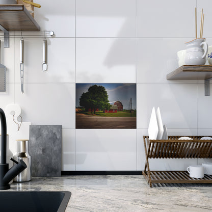 U R There Photography Bradford Road Reds Rustic Farmhouse Decorative Ceramic Tile