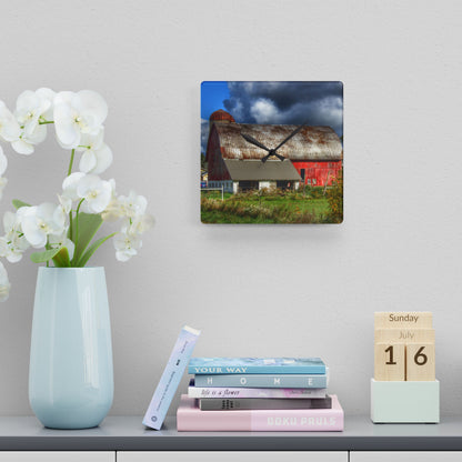 U R There Photography Washburn Rusted Red Rustic Farmhouse Acrylic Analog Wall Clock