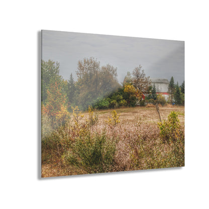 U R There Photography Hadley Road Hidden Red in Fall Rustic Farmhouse Acrylic Wall Print