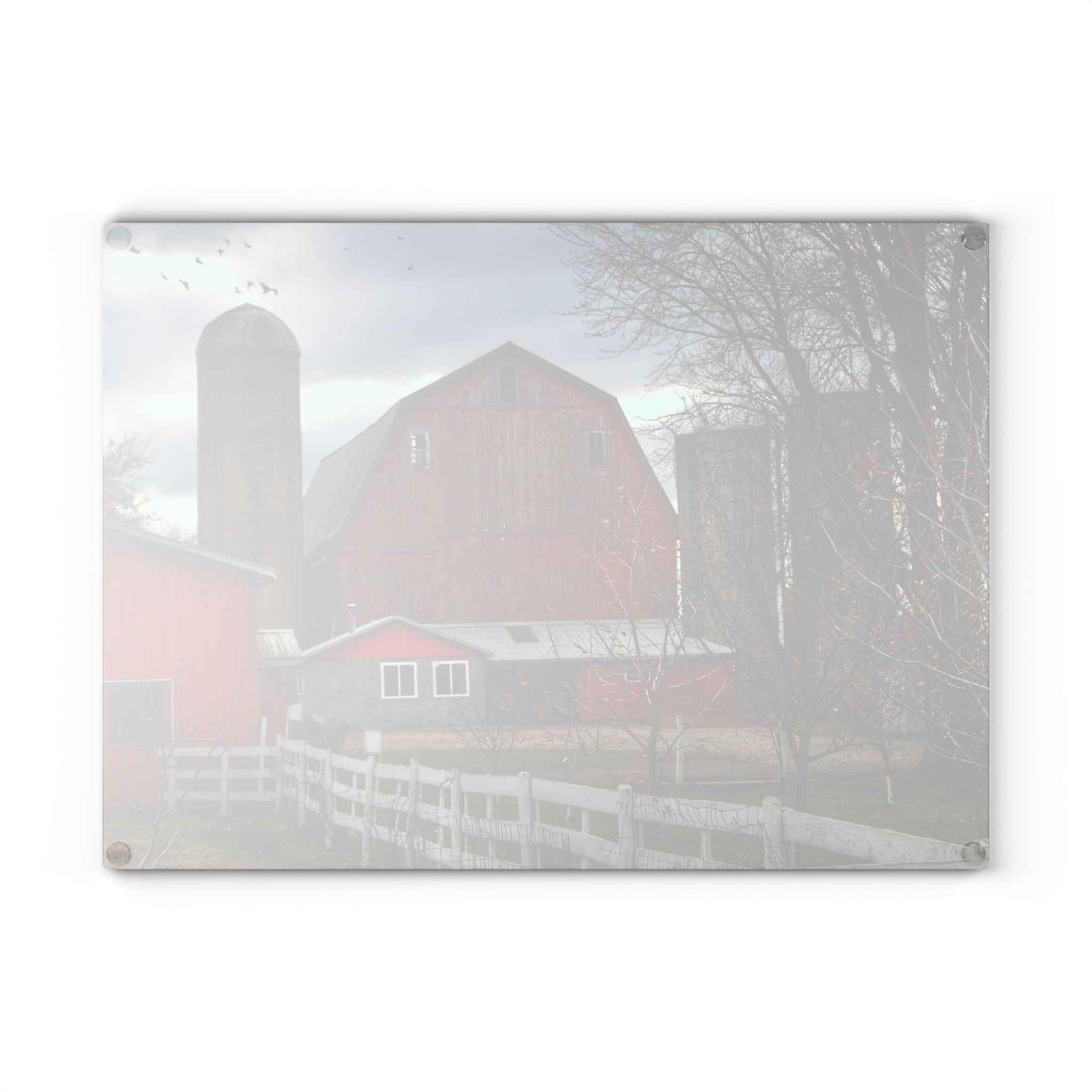 U R There Photography Peck Red Rustic Farmhouse Tempered-Glass Cutting Board