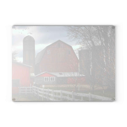 U R There Photography Peck Red Rustic Farmhouse Tempered-Glass Cutting Board