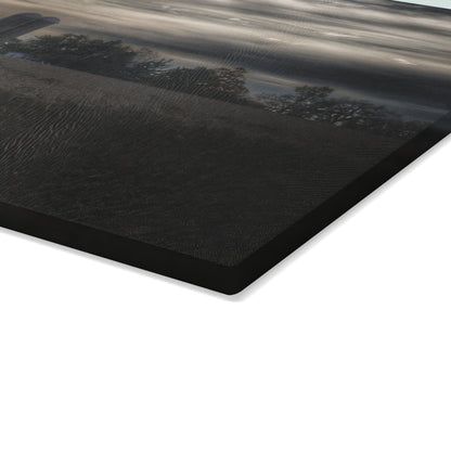 U R There Photography Across the Field on Brown City Road Rustic Farmhouse Tempered-Glass Cutting Board