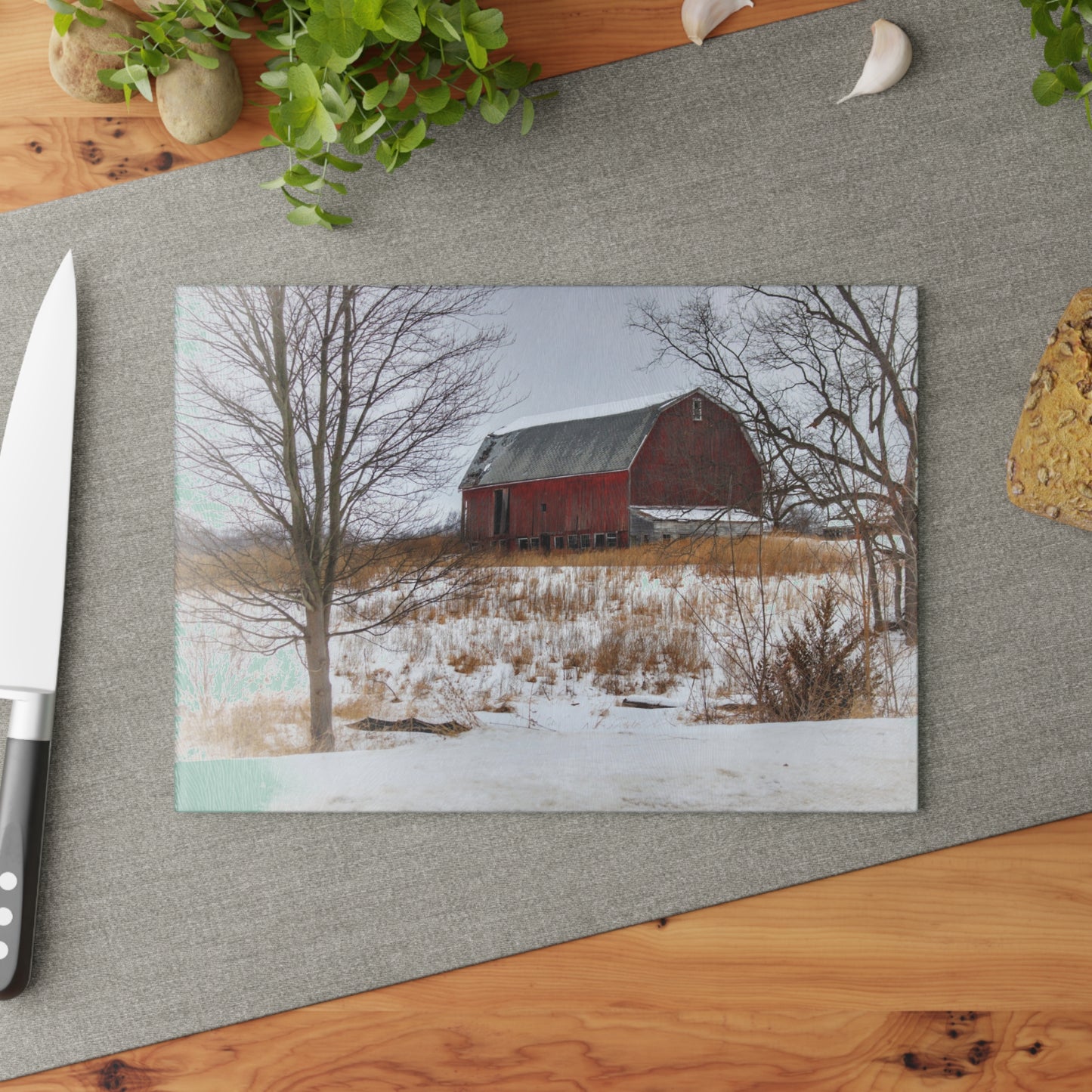 U R There Photography Hadley Red II Rustic Farmhouse Tempered-Glass Cutting Board