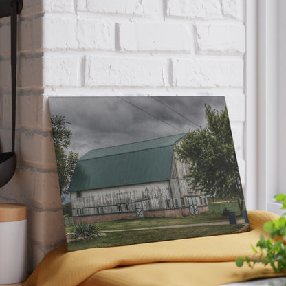 U R There Photography Bristol Road White II Rustic Farmhouse Tempered-Glass Cutting Board