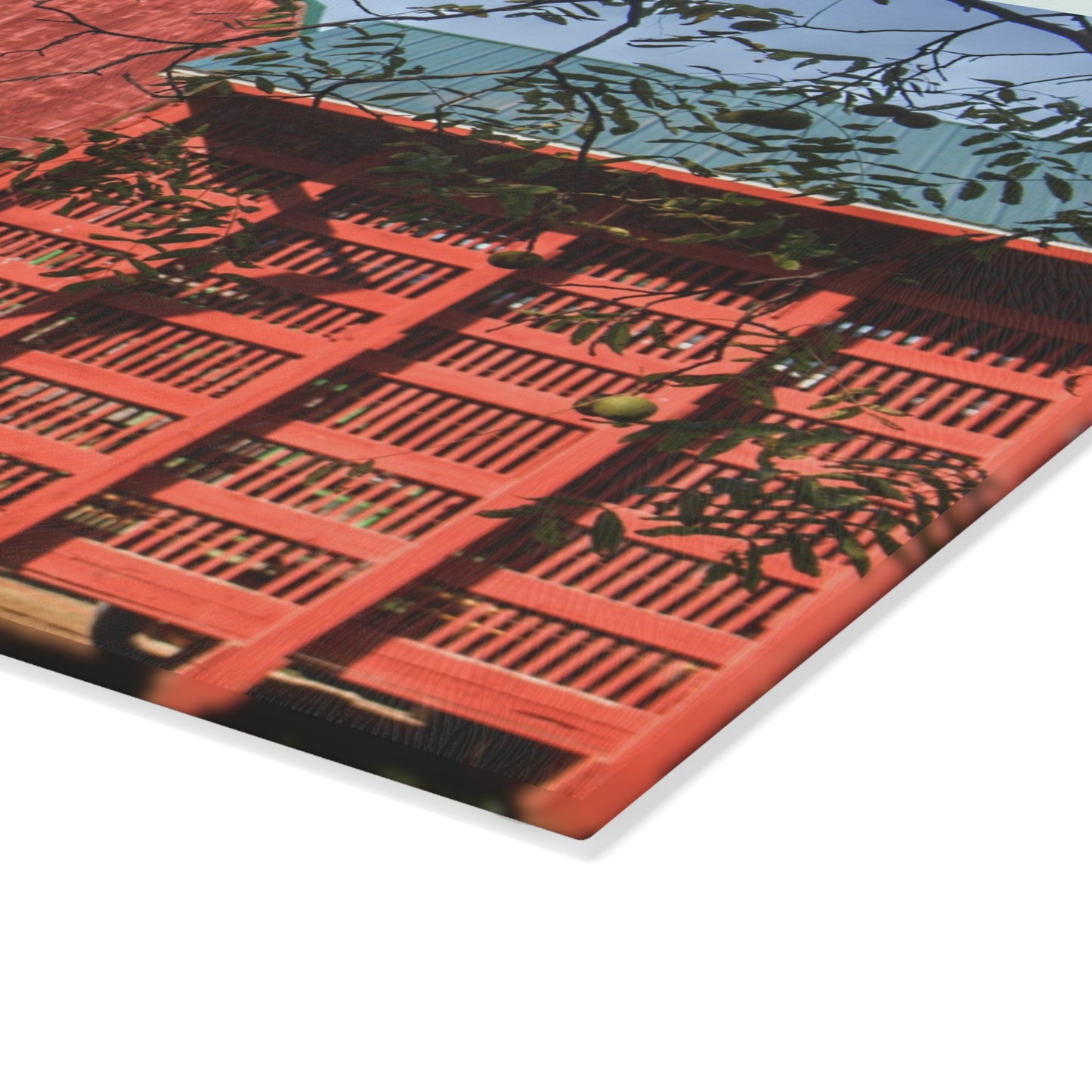 U R There Photography Gardner Road Red I Rustic Farmhouse Tempered-Glass Cutting Board