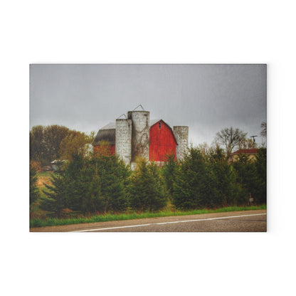 U R There Photography Castle Corner Red II Rustic Farmhouse Tempered-Glass Cutting Board