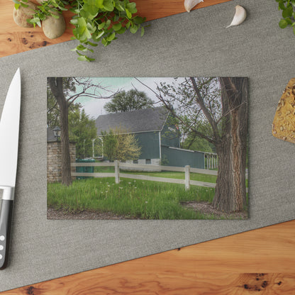 U R There Photography Lake George Road Fox Green Rustic Farmhouse Tempered-Glass Cutting Board
