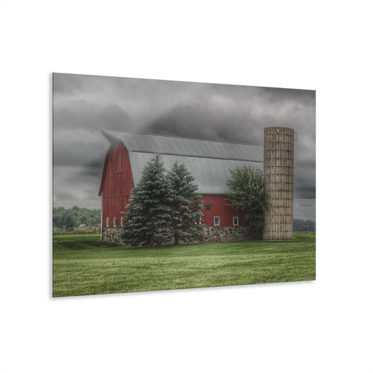 U R There Photography Clifford Road Red and Silo I Rustic Farmhouse Acrylic Wall Print