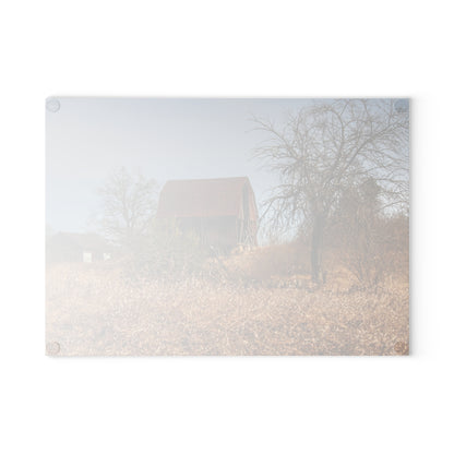 U R There Photography Klam Road Rusted Reds Rustic Farmhouse Tempered-Glass Cutting Board