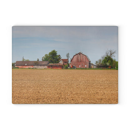 U R There Photography Volz Road Reds Rustic Farmhouse Tempered-Glass Cutting Board
