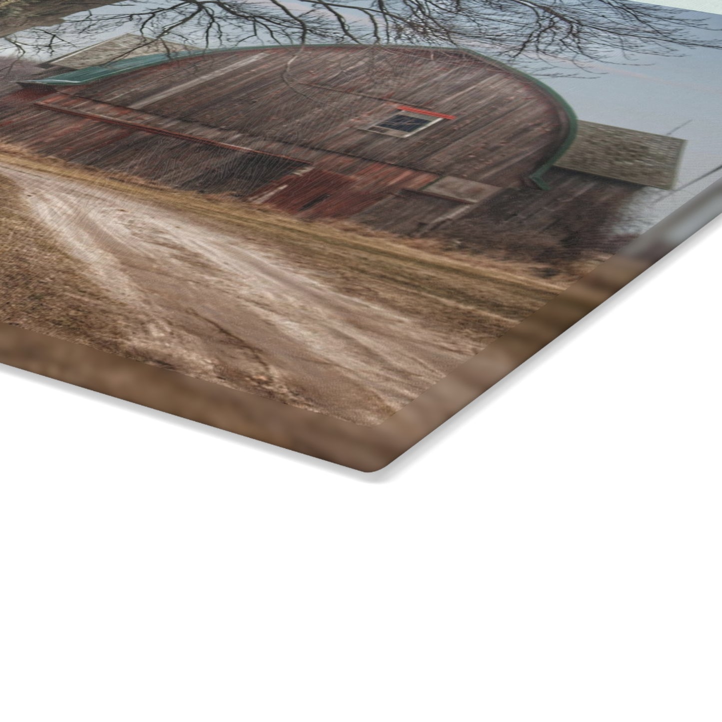 U R There Photography Barns of Deckerville Road I Rustic Farmhouse Tempered-Glass Cutting Board