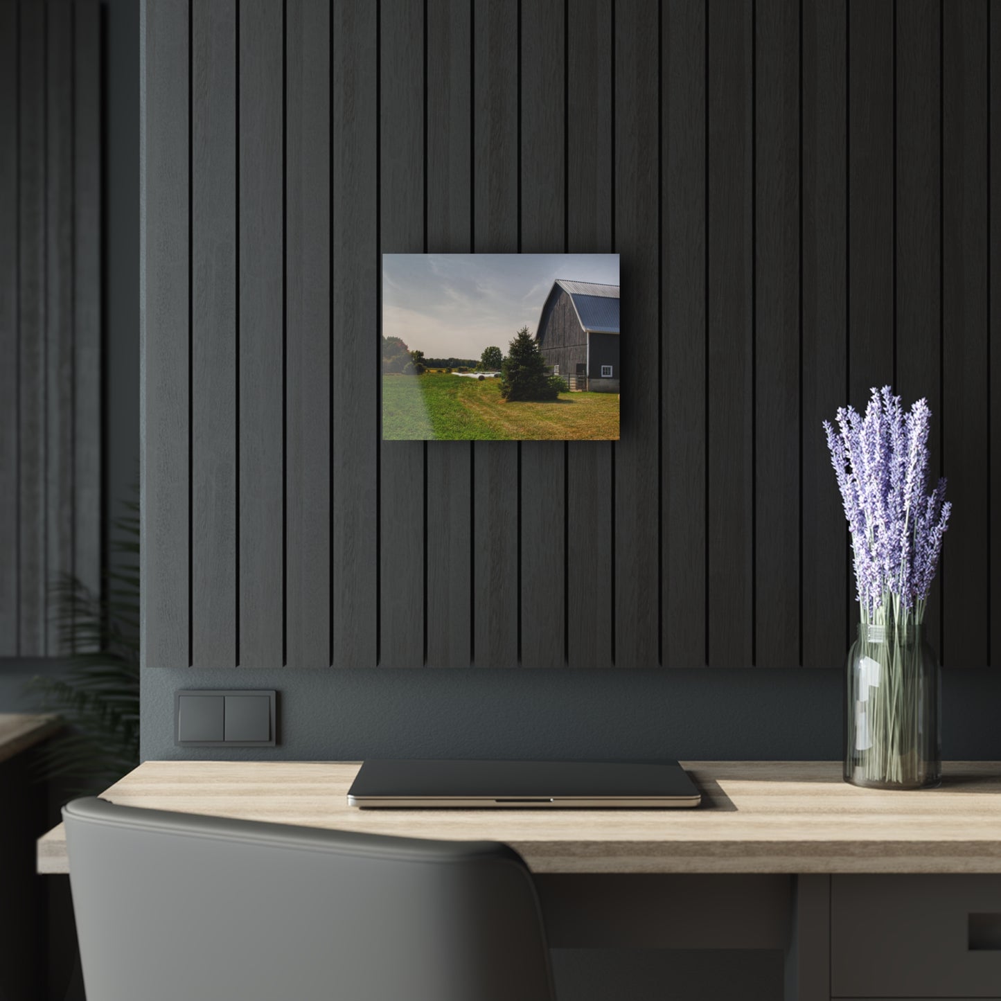U R There Photography Black Haybarn Rustic Farmhouse Acrylic Wall Print