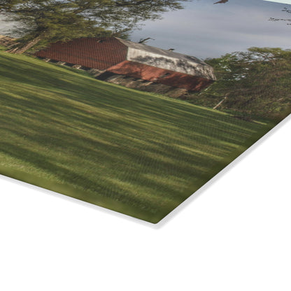 U R There Photography Clark Park Road Reds Rustic Farmhouse Tempered-Glass Cutting Board