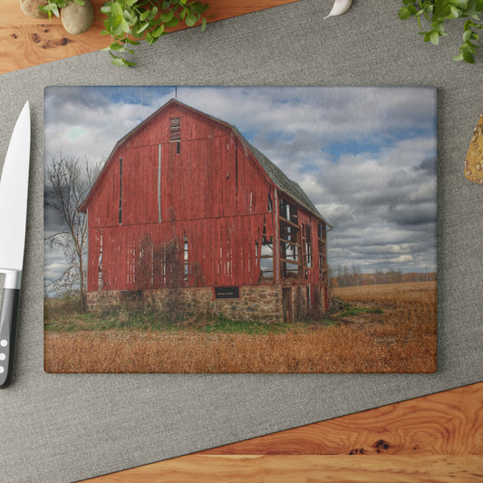 U R There Photography Laur Road Forgotten Red I Rustic Farmhouse Tempered-Glass Cutting Board