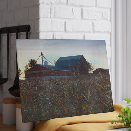 U R There Photography Haines Road Hidden Reds Rustic Farmhouse Tempered-Glass Cutting Board