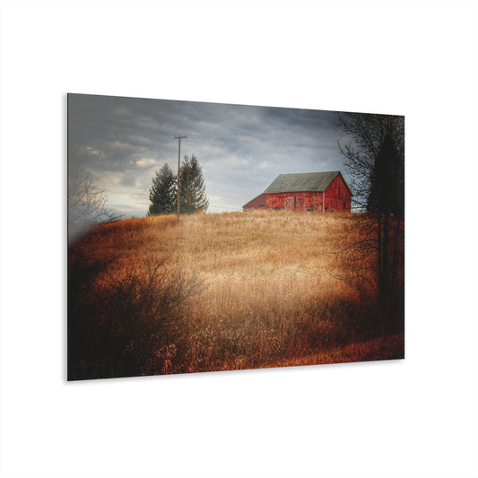 U R There Photography Grey Road Hillside Red II Rustic Farmhouse Acrylic Wall Print