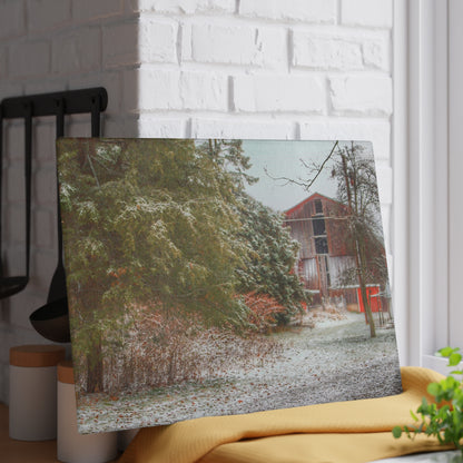 U R There Photography Lum Hidden Red Rustic Farmhouse Tempered-Glass Cutting Board