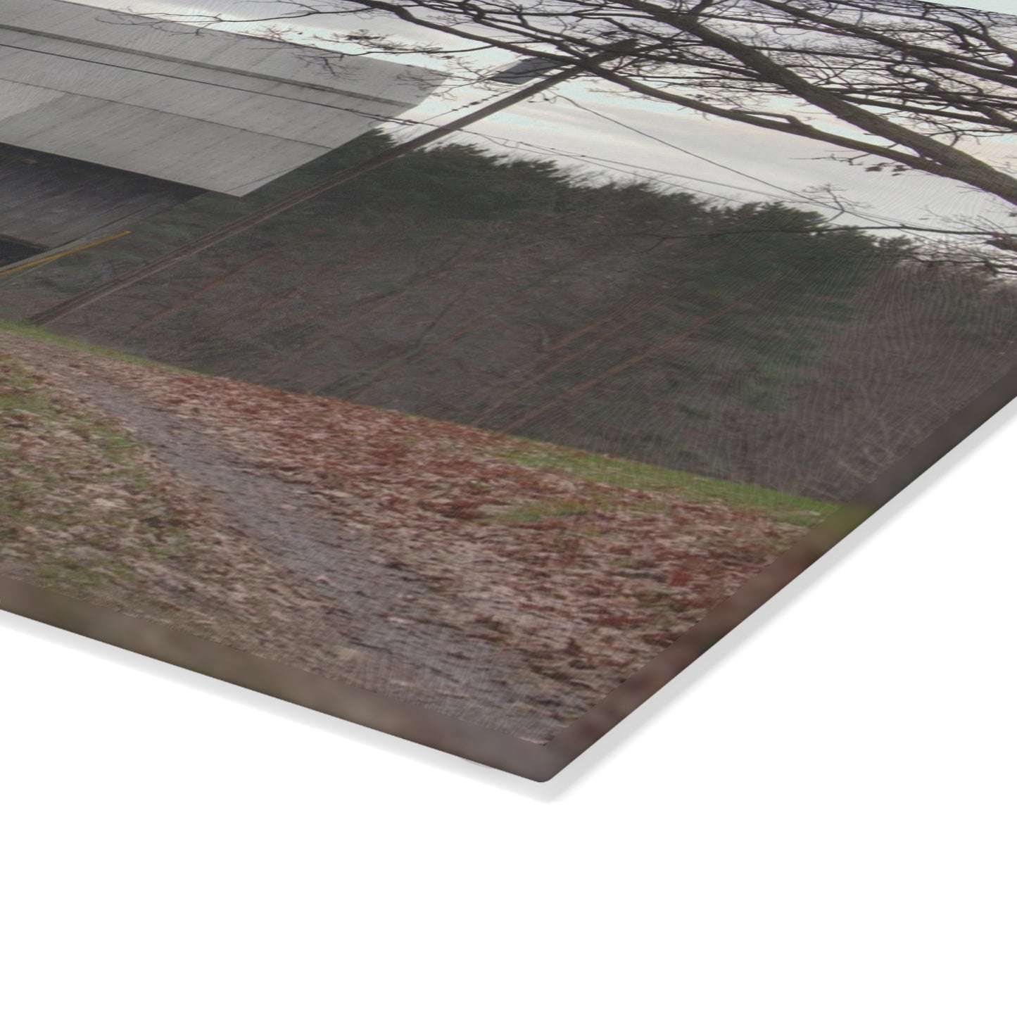 U R There Photography Grey Horse Barn Rustic Farmhouse Tempered-Glass Cutting Board