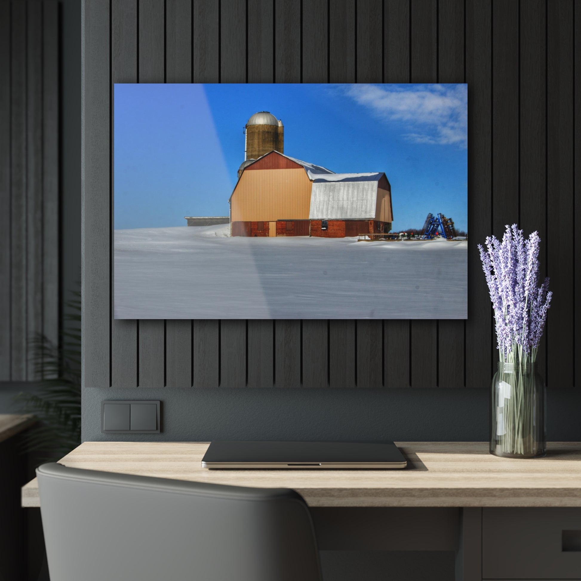 U R There Photography Bay City-Forestville Beige Barn Rustic Farmhouse Acrylic Wall Print 36" x 24" (Horizontal) 0.25''