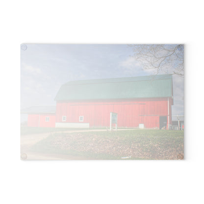 U R There Photography Coldwater Road Red II Rustic Farmhouse Tempered-Glass Cutting Board