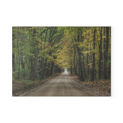U R There Photography Country Roads in Dryden IV Rustic Farmhouse Tempered-Glass Cutting Board