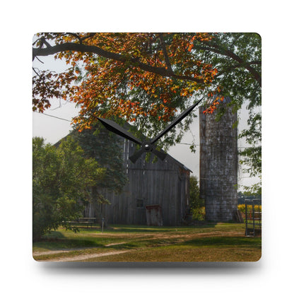 U R There Photography Hidden Grey of Tuscola Rustic Farmhouse Acrylic Analog Wall Clock