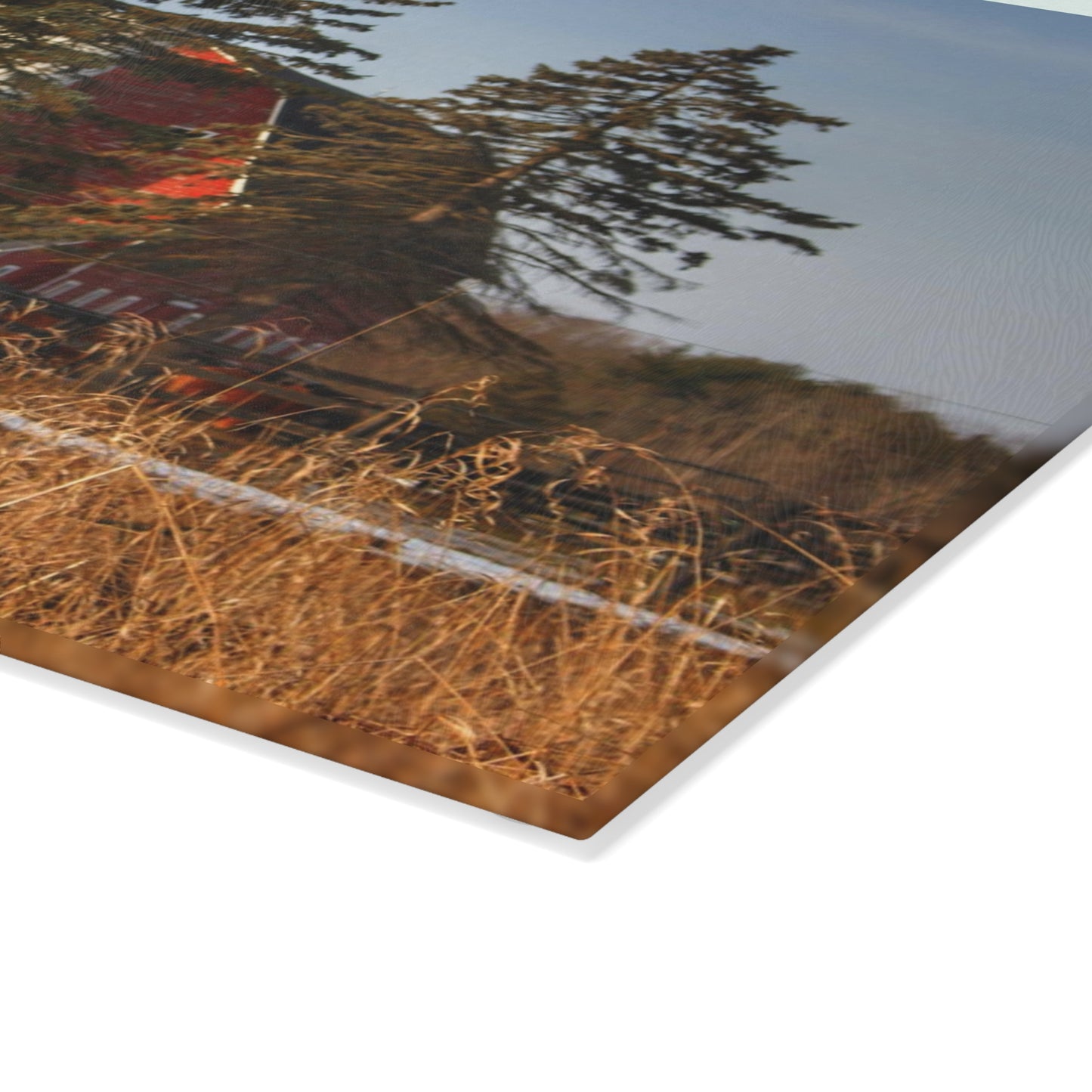 U R There Photography Blood Road Red I Rustic Farmhouse Tempered-Glass Cutting Board