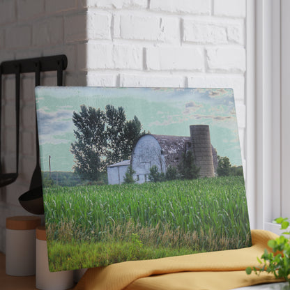 U R There Photography Genesee Road White Rustic Farmhouse Tempered-Glass Cutting Board