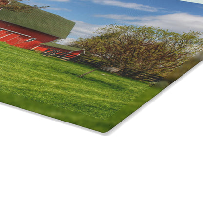 U R There Photography Barber Road Red Rustic Farmhouse Tempered-Glass Cutting Board