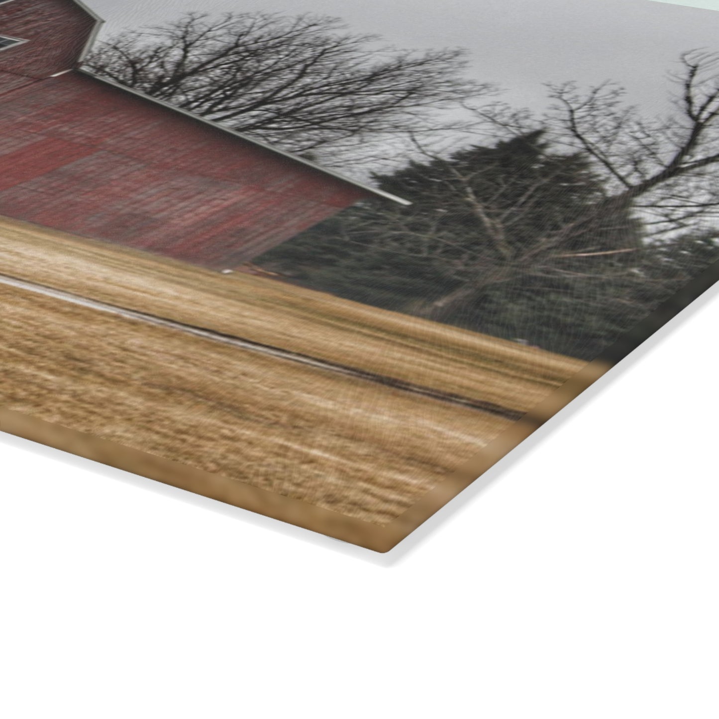 U R There Photography Daley Road Red I Rustic Farmhouse Tempered-Glass Cutting Board