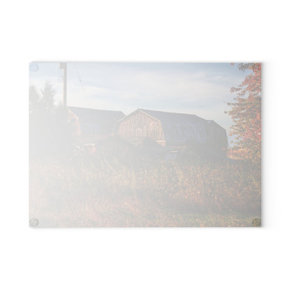 U R There Photography Montgomery Road Reds Rustic Farmhouse Tempered-Glass Cutting Board