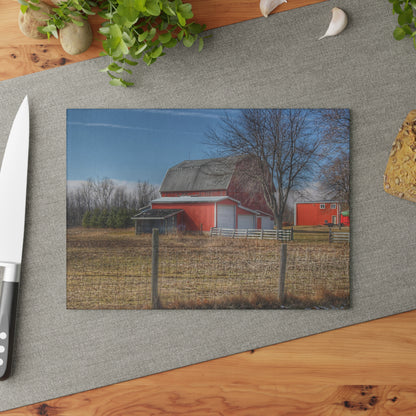 U R There Photography Clifford Road Red II Rustic Farmhouse Tempered-Glass Cutting Board