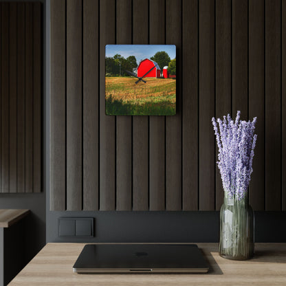 U R There Photography Bristol Road Red and Silo Rustic Farmhouse Wall Clock