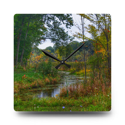 U R There Photography A River Runs Through It Rustic Farmhouse Acrylic Analog Wall Clock