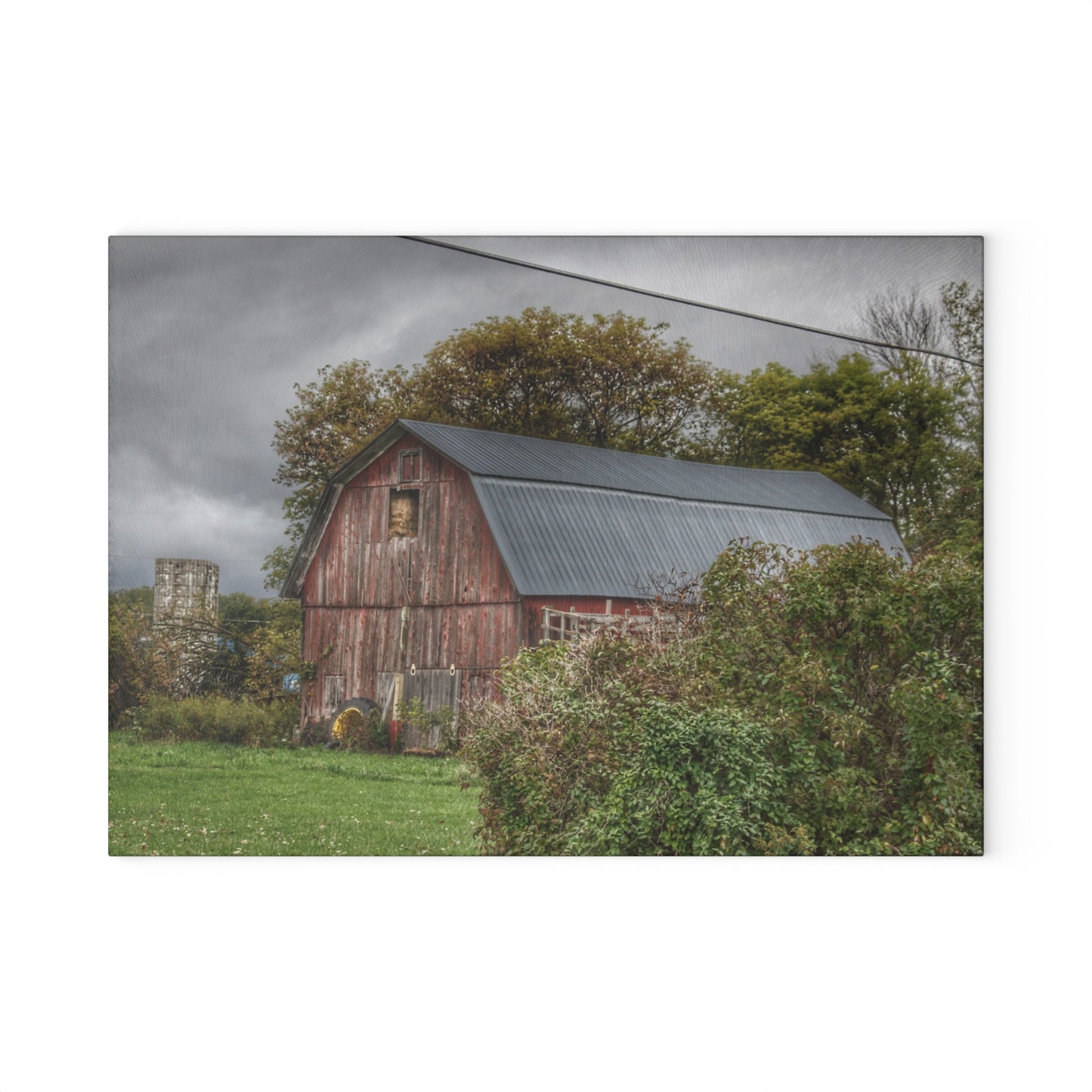 U R There Photography North Clio Road Red Rustic Farmhouse Tempered-Glass Cutting Board