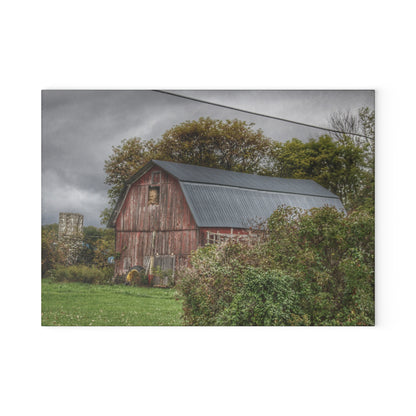 U R There Photography North Clio Road Red Rustic Farmhouse Tempered-Glass Cutting Board