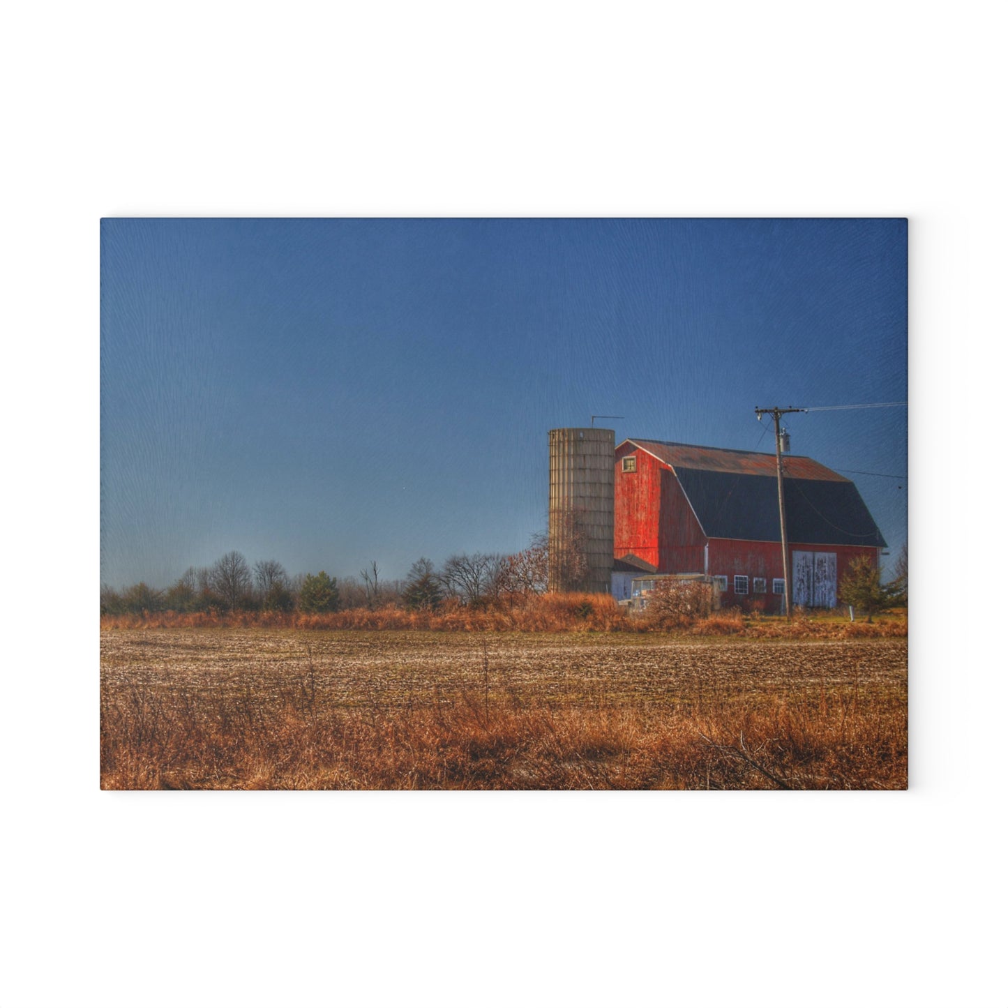 U R There Photography Applegate Road Red Rustic Farmhouse Tempered-Glass Cutting Board