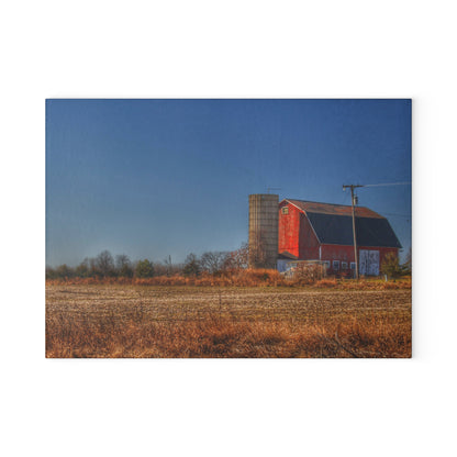 U R There Photography Applegate Road Red Rustic Farmhouse Tempered-Glass Cutting Board