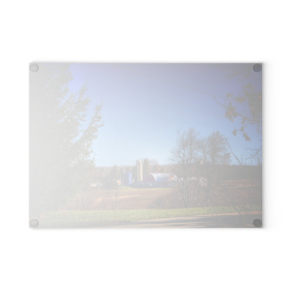 U R There Photography Across the Field on Brocker Road Rustic Farmhouse Tempered-Glass Cutting Board