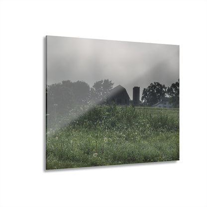 U R There Photography Hill Road Grey in the Fog Rustic Farmhouse Acrylic Wall Print