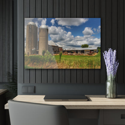 U R There Photography Millington Grey and Silos Rustic Farmhouse Acrylic Wall Print