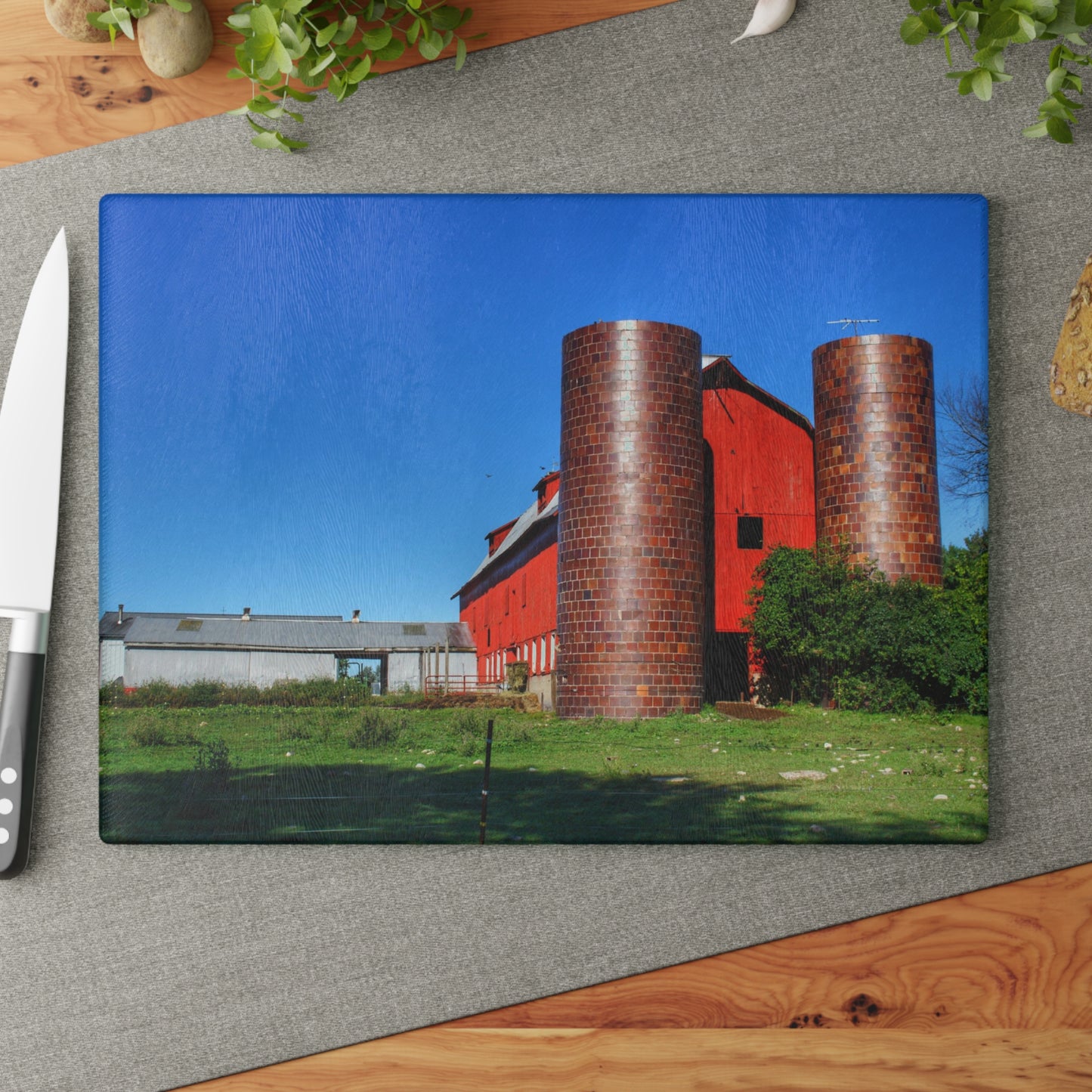 U R There Photography Baldwin Red I Rustic Farmhouse Tempered-Glass Cutting Board