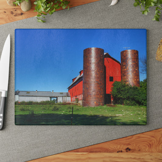 U R There Photography Baldwin Red I Rustic Farmhouse Tempered-Glass Cutting Board