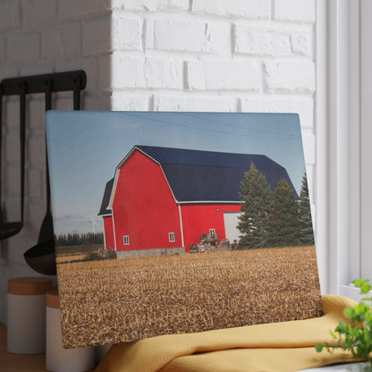 U R There Photography Kirk Road Modern Red Rustic Farmhouse Tempered-Glass Cutting Board